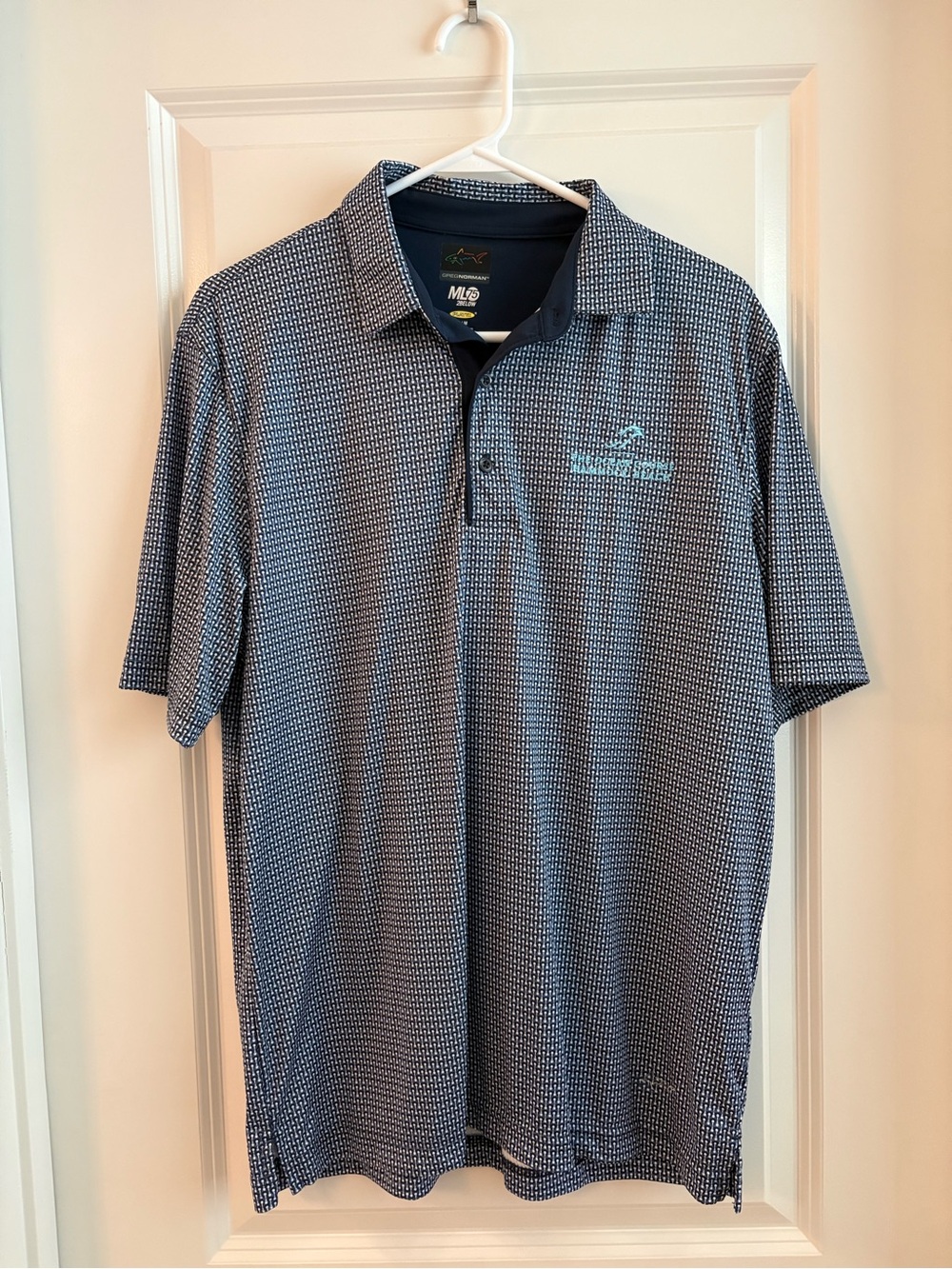 Greg Norman Collection Navy Micro-Pattern Polo